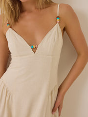 Sirena Beaded Linen Dress