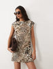 High Neck Mini Dress In Animal Print