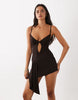 Motel Ginny Asymetric Mini Dress In Chocolate Brown