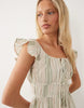 Wednesdays Girl Milkmaid Mini Dress In Green Stripe