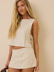 Tara Linen Pinstripe Top