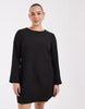 Vero Moda Curve Long Sleeve Button Cuff Detail Mini Dress In Black