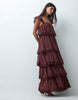 Miss Selfridge Chiffon Tiered Maxi Dress In Chocolate