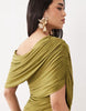 Off Shoulder Wrap Bodice Detail Maxi Dress With Train In Green