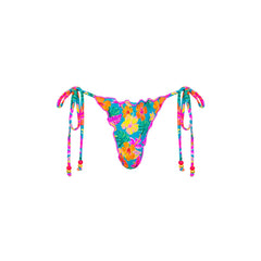 Lettuce Edge Thong Tie Bikini Bottom - Paradise Pop