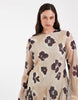 Curve Long Sleeve Mini Dress In Brown Floral