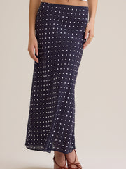 Elodie Polka Dot Linen Maxi Skirt