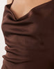 New Look Satin Cowl Neck Midi Dress In Brown