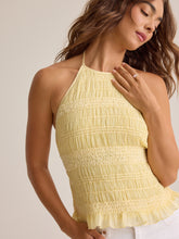 Carmine Shirred Halter Tank