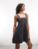 The Ragged Priest Godet Panel Denim Mini Dress In Charcoal