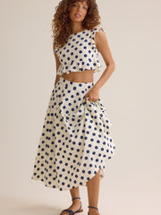 Billie Polka Dot Linen Top