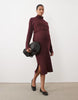 Mamalicious Maternity Soft Knitted Rib Midi Dress With Nursing Function In Burgundy Melange