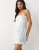 Bandeau A-Line Mini Dress In Blue Floral Print