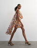 Topshop Draped Scarf Neck Mini Dress In Mosaic Print