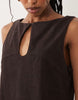 Cord Slash Neck Keyhole Mini Dress In Chocolate