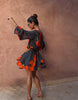 Never Fully Dressed Ella Balloon Sleeve Mini Dress In Black Poppy Print