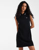 Fred Perry Sleeveless Mini Shirt Dress In Black With Dusky Blue Tipping