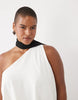 Curve One Shoulder With Tie Neck Maxi Dress In Mono Colour Block
