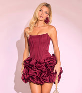 Mallory Ruffle Satin Corset Flared Mini Dress