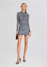Moxey Ruched Mesh Mini Dress