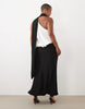 Curve One Shoulder With Tie Neck Maxi Dress In Mono Colour Block