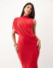 Backless Drape Sleeveless Maxi Dress In Red