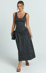 Lioness - Luna Rosa Midi Dress - In Noir Polka