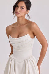 ivory satin basque waist corset bridal gown