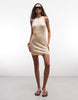 Monki Knitted Mini Dress With Sequin Detail In Gold