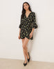Wednesday'S Girl Wrap Around Long Sleeve Mini Dress In Yellow Floral