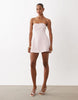 Aria Cove Satin Seam Detail Structured Bandeau Mini Dress In Pink