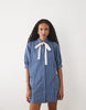 Sister Jane Celeste Exclusive Bow Detail Short Sleeve Mini Dress In Blue Check