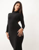 Backless Chain Trim Maxi High Neck Dress In Black