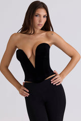 black velvet deep plunge corset top