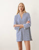 Polo Ralph Lauren Knit Striped Tunic Dress In White And Blue