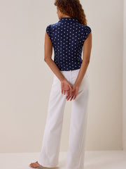 Lilianna Button Up Dot Top