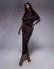 Dramatic Neckline Midi Dress In Chocolate Scuba-Style Fabric