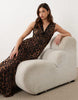 Sleeveless With V Neck Maxi Dress In Leopard Print