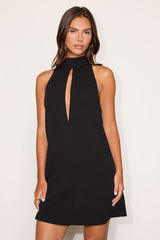 Bex Black Mock Neck Shift Mini Dress