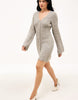 Na-Kd Knitted Wool Blend Cardigan Mini Dress In Beige Melange
