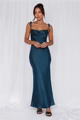 123 PROM The Penelope Cowl Satin Maxi Dress Teal