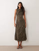 Mango Sleeveless Midi Dress In Leopard Print