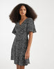 Vero Moda Button Through Mini Skater Dress In Black Spot