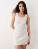 Calvin Klein Jeans Label Rib Mini Dress In Grey Marl