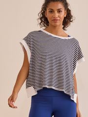 In Motion Striped Circle Back Tee