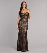 Desiree Sequin Bead Drape Formal Dress