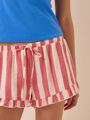 Clea Ruffle Striped Shorts