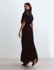 Arrange Asymmetric Neckline Hybrid Fringe Skirt Maxi Dress In Black