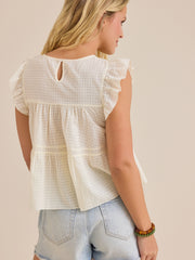 Aubrey Flutter Sleeve Textured Top