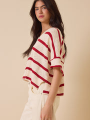 Dylan Striped V-Neck Top
